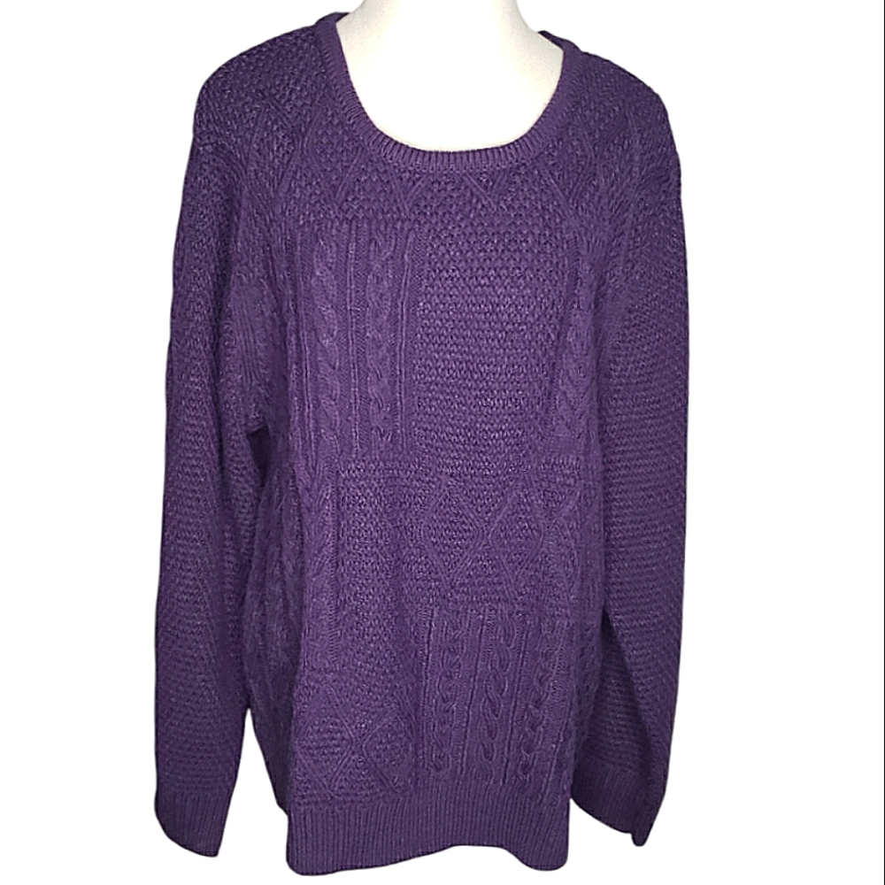 Wool Alpaca Blend Mixed Cable Knit Sweater Grandma Cabin Gorp Fisherman  XL